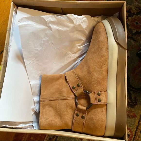NEW Free People Bodhi Harness Sneaker Bootie Tan Suede boots shoes moto boho 10 - Picture 8 of 8